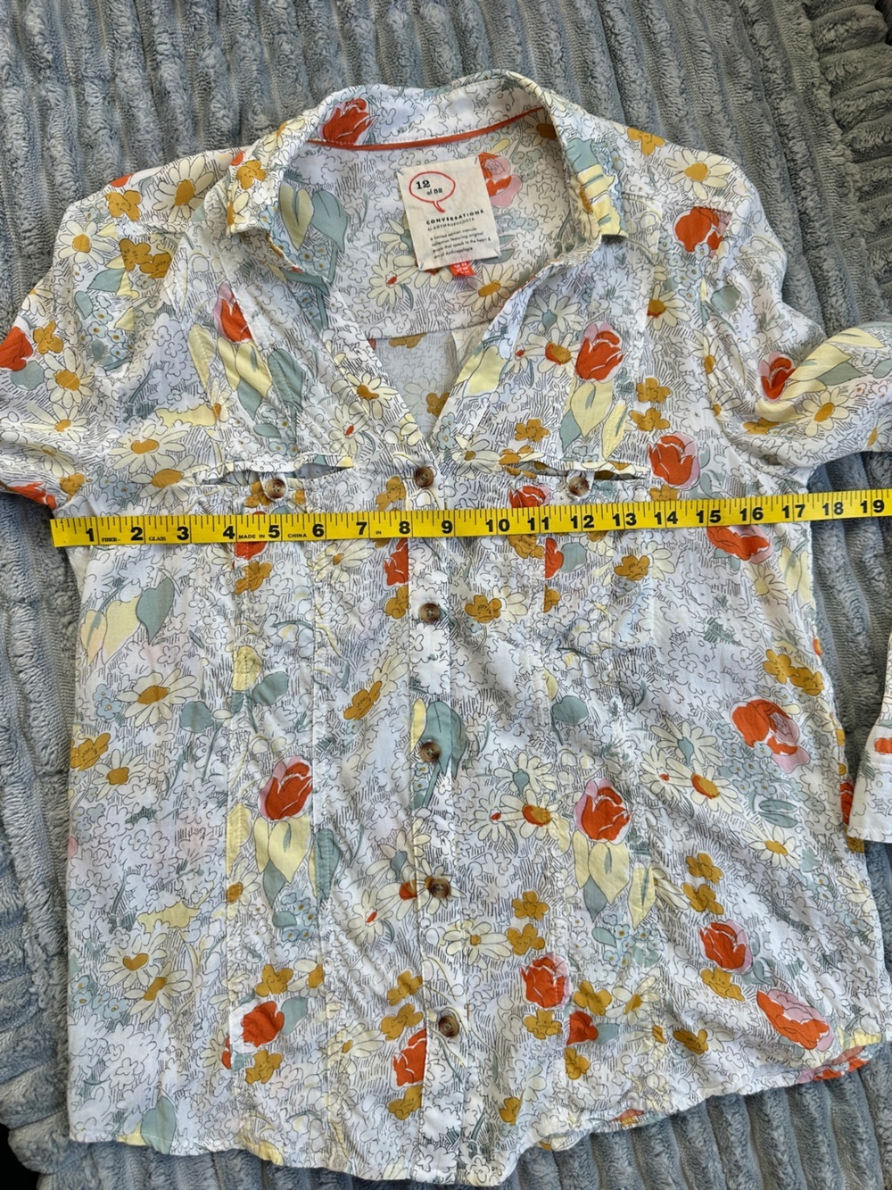 Anthropologie conversations #12 floral rayon button up blouse - Picture 6 of 8